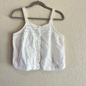 Boho White Button-Up Women's Tank